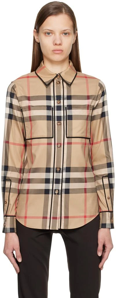 商品Burberry|驼色 Vintage Check 衬衫,价格¥9076,第1张图片