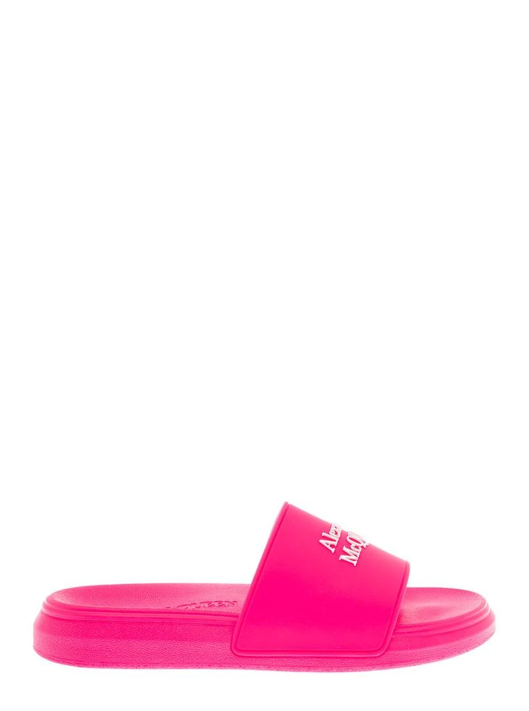 商品Alexander McQueen|Alexander Mcqueen Womens Pink Rubber Slide Sandals,价格¥1527,第1张图片