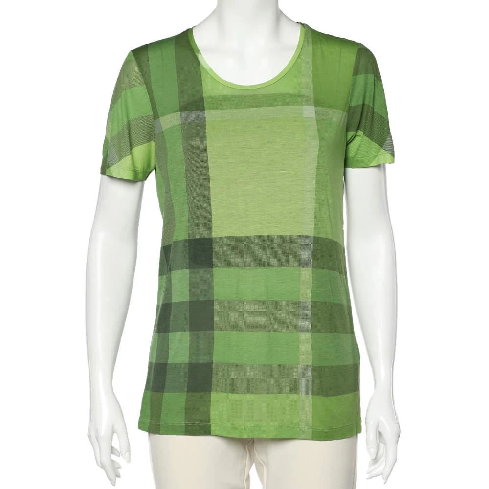 商品[二手商品] Burberry|Burberry Brit Green Checkered Modal Knit Round Neck T-Shirt M,价格¥1269,第1张图片