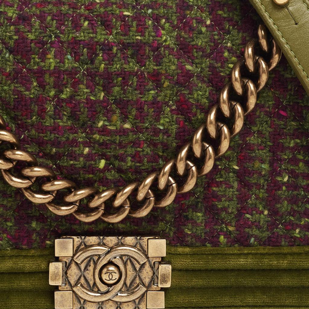商品[二手商品] Chanel|Chanel Multicolour Tweed and Velvet Medium Boy Flap Bag,价格¥21504,第7张图片详细描述