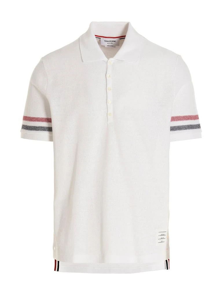 商品Thom Browne|Thom Browne Logo Patch Striped Polo Shirt,价格¥2395-¥2945,第1张图片