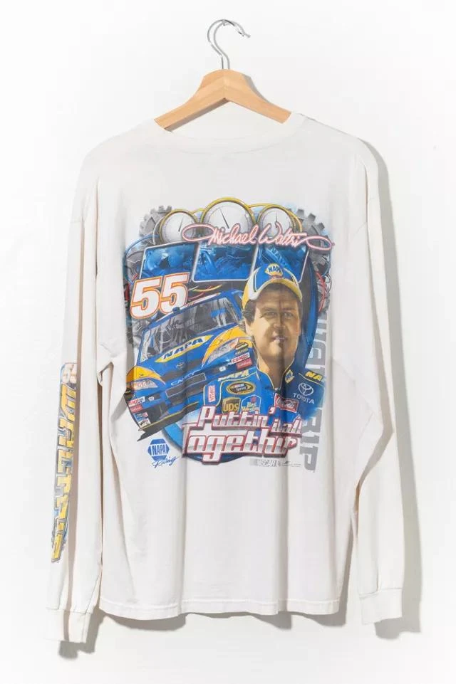 商品Urban Outfitters|Vintage Y2K NASCAR All Over Print Long Sleeve Graphic T-Shirt White Michael Waltrip,价格¥1010,第2张图片详细描述