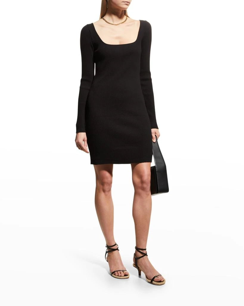 商品Vince|Long-Sleeve Ribbed Square-Neck Mini Dress,价格¥743,第1张图片