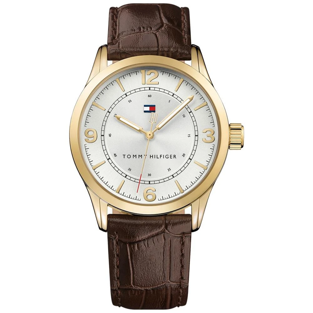 商品Tommy Hilfiger|Men's Brown Leather Strap Watch 42mm Created for Macy's,价格¥365,第1张图片