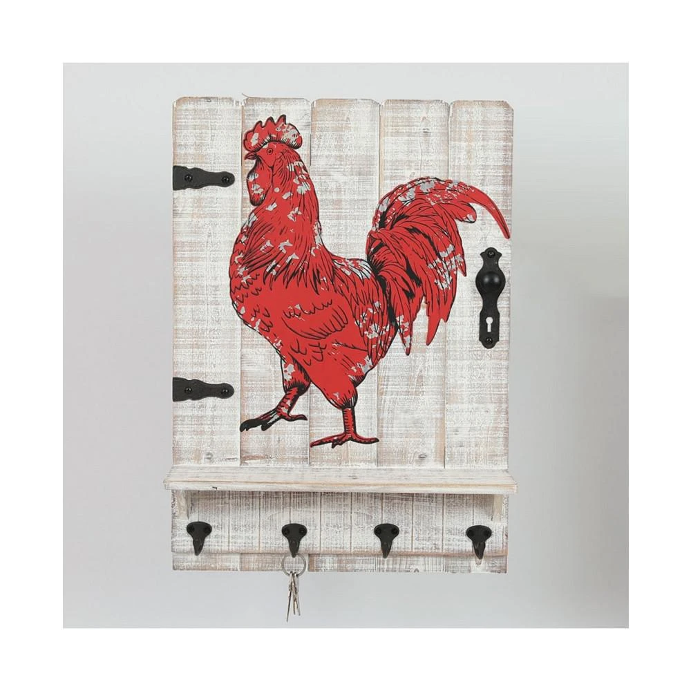 商品Luxen Home|Metal Rooster Wood Wall Plaque with Four Key Hooks,价格¥745,第3张图片详细描述