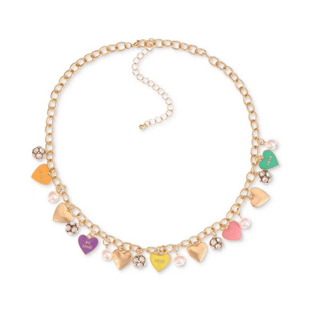 商品Charter Club|Gold-Tone Mixed Stone Valentine Heart Charm Statement Necklace, 18" + 3" extender, Created for Macy's,价格¥66,第2张图片详细描述