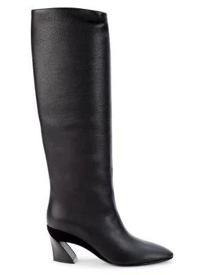商品Salvatore Ferragamo|Antea Leather & Suede Knee-High Boots,价格¥3430,第1张图片