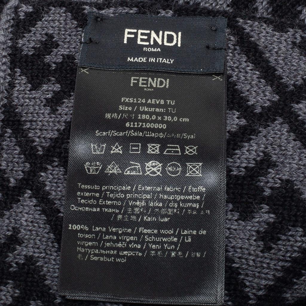 Fendi Black & Grey Zucca Monogram Wool Panelled Stole商品第5张图片规格展示