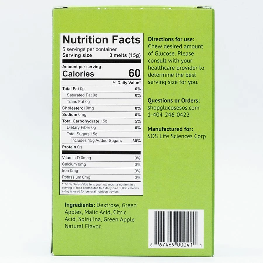 商品Glucose SOS|Oral Melts Green Apple,价格¥73,第3张图片详细描述