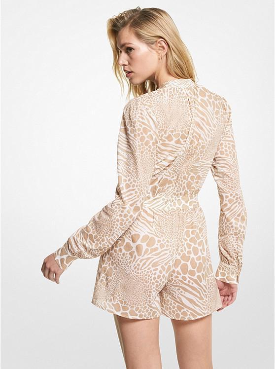 商品Michael Kors|Mixed Animal Print Cotton Lawn Romper,价格¥504,第4张图片详细描述