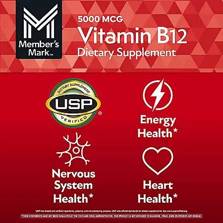 商品Member's Mark|Member’s Mark Vitamin B12 Quick Dissolve Tablets, 5000 mcg, Cherry, 300 ct.,价格¥116,第5张图片详细描述