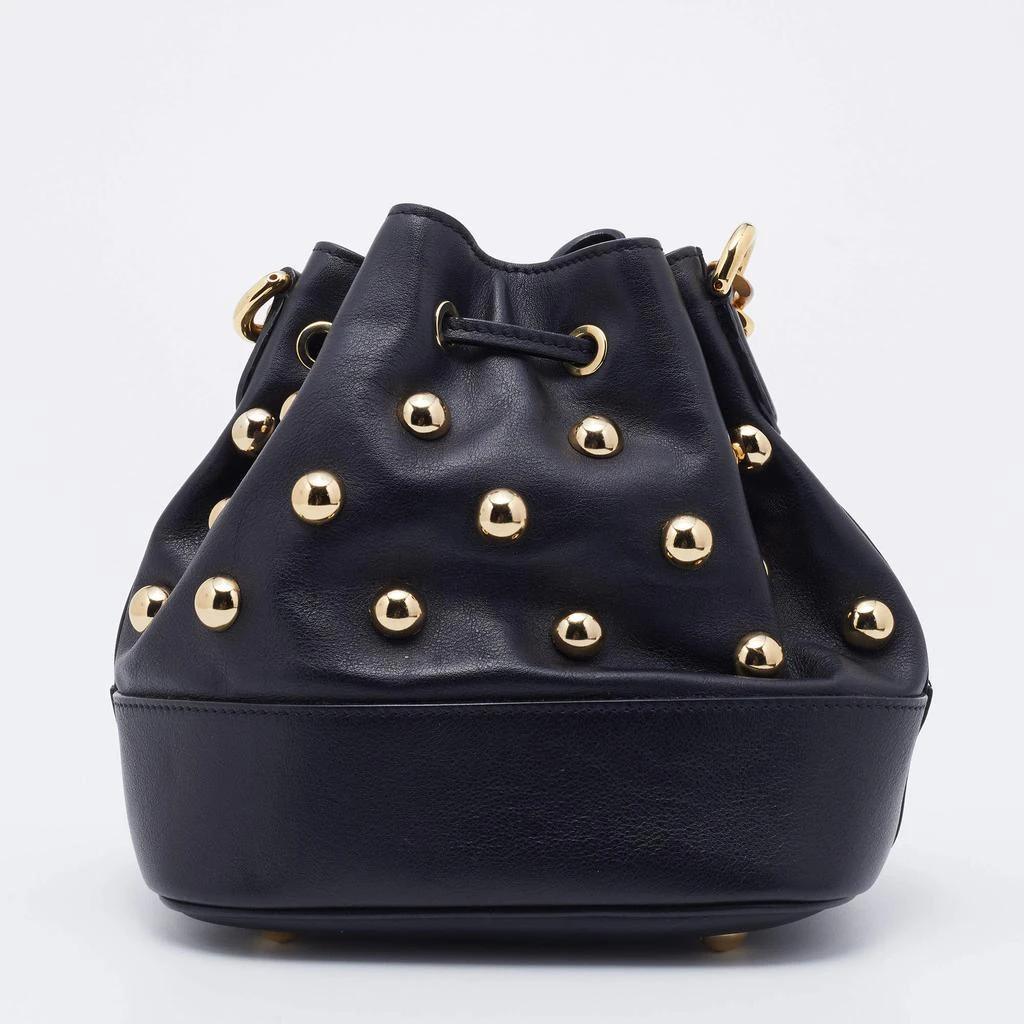 商品[二手商品] Moschino|Moschino Black Leather Studded Drawstring Bucket Bag,价格¥3086,第4张图片详细描述