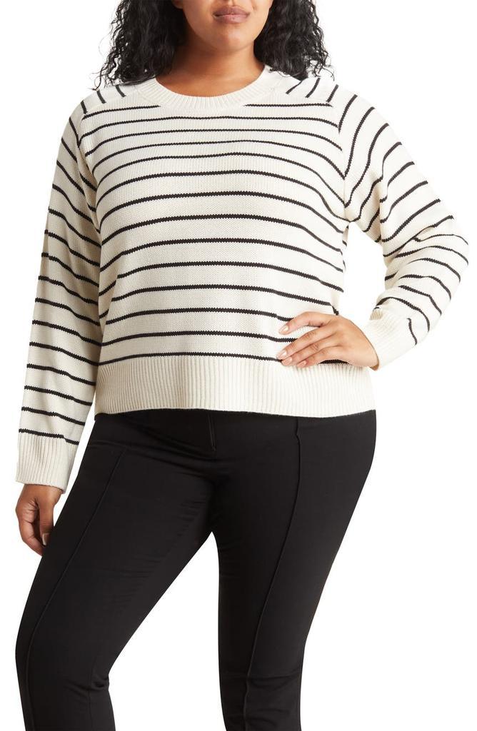 商品Tahari|Saddle Striped Crew Neck Sweater,价格¥171,第1张图片