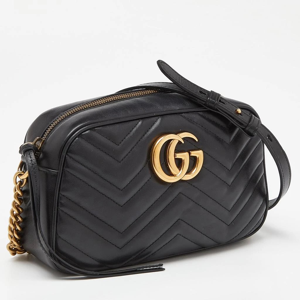 商品[二手商品] Gucci|Gucci Black Matelassé Leather Small GG Marmont Camera Bag,价格¥9541,第3张图片详细描述