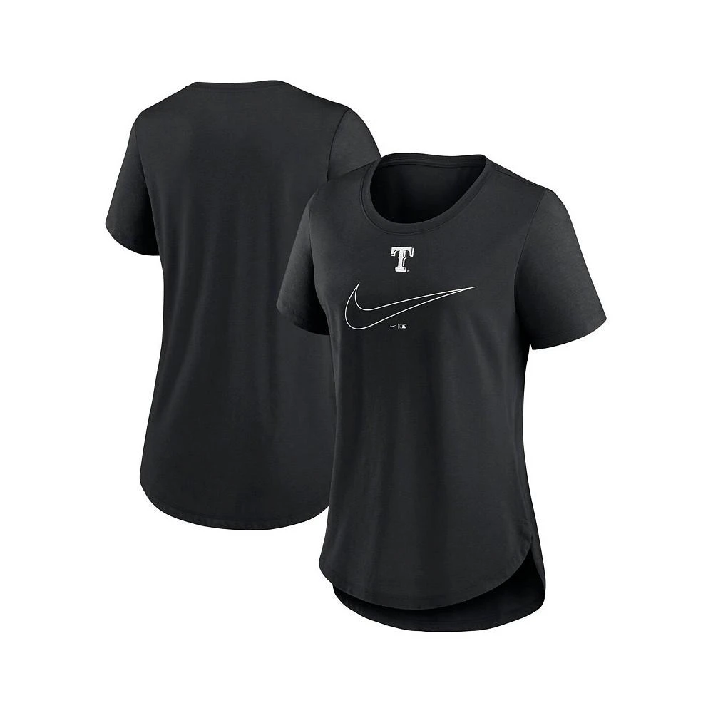 商品NIKE|Women's Black Texas Rangers Big Swoosh Tri-Blend Scoop Neck T-shirt,价格¥262,第1张图片