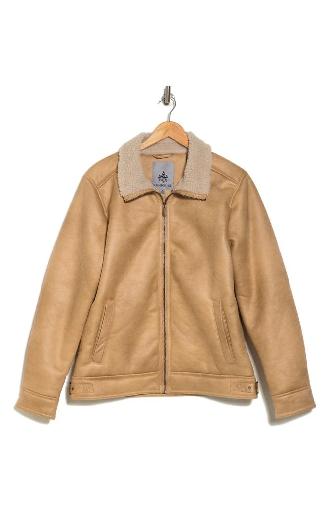 商品Rainforest|Faux Shearling Lined Leather Aviator Jacket,价格¥282,第3张图片详细描述