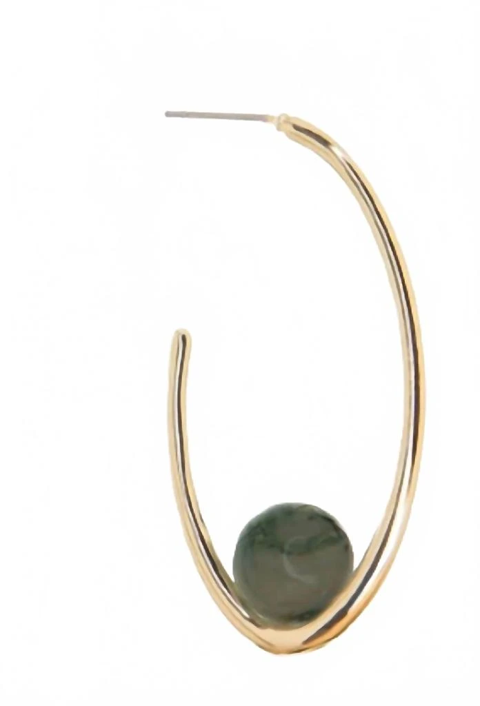 商品marlyn schiff|Women's Elongated Natural Stone Hoop In Gold Jade,价格¥782,第2张图片详细描述