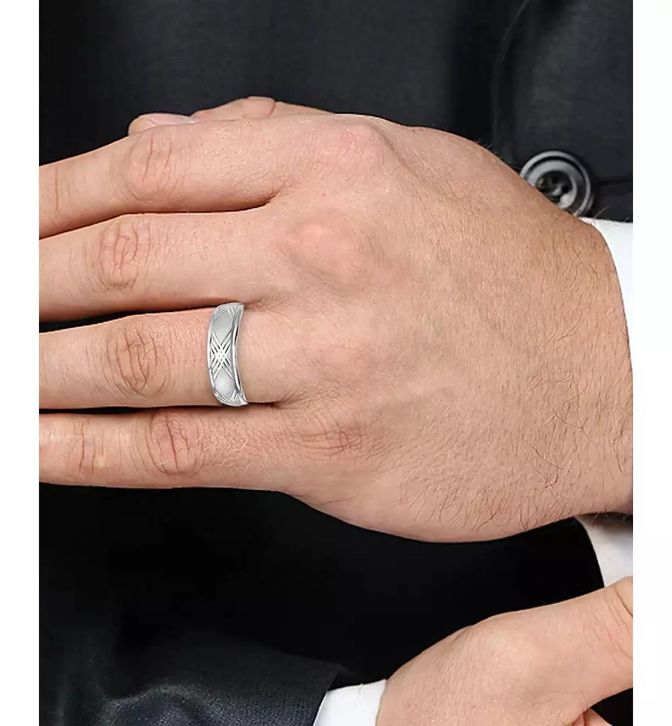 商品Macy's|Men's X Engraved Band in 14k White Gold,价格¥4936,第2张图片详细描述