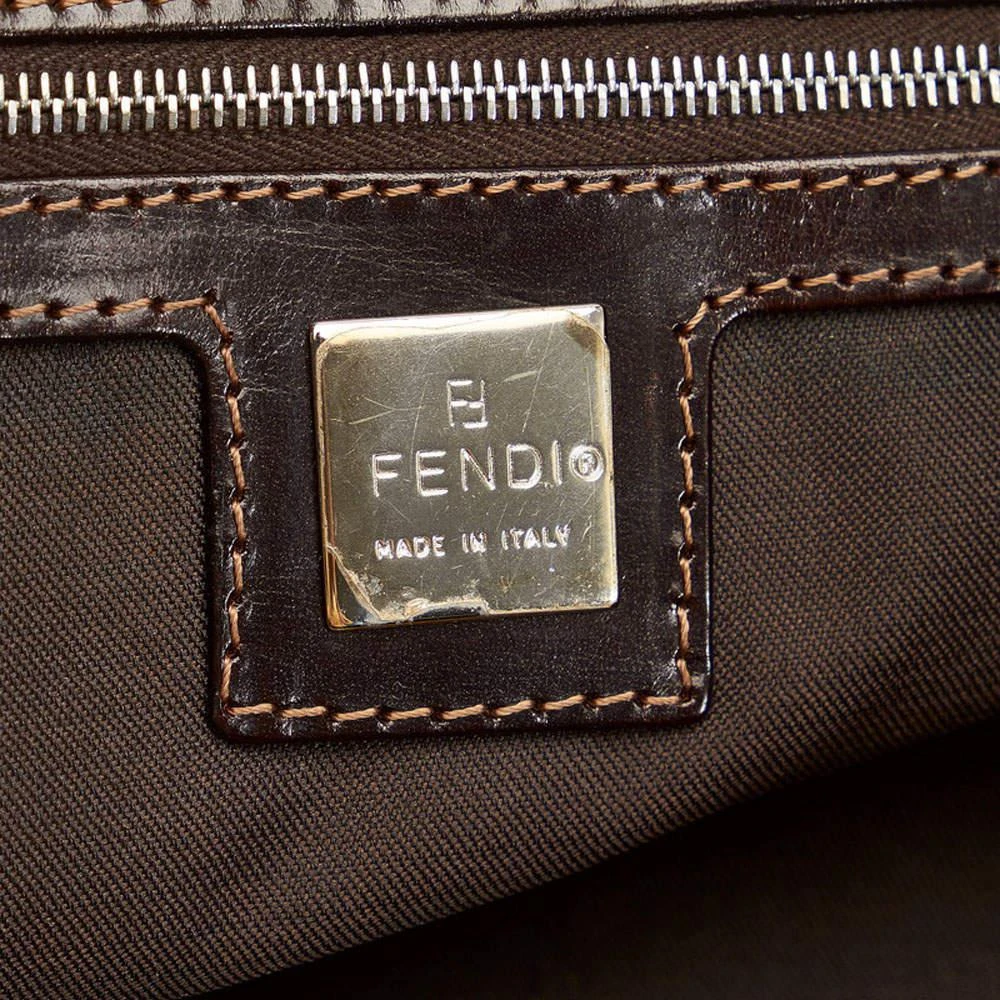 Fendi Brown Leather Fabric Corduroy Top Handle Bag 商品