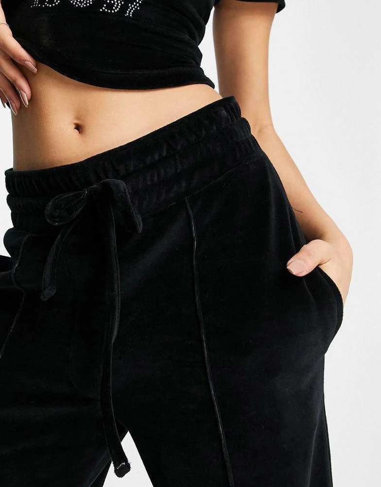 商品AsYou|ASYOU velour 90's wide leg trouser co-ord in black,价格¥161,第3张图片详细描述