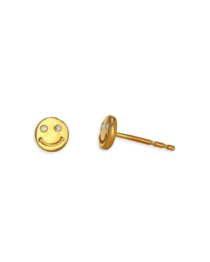 商品Rachel Reid|14K Yellow Gold Diamond Smiley Face Stud Earrings,价格¥1232,第1张图片
