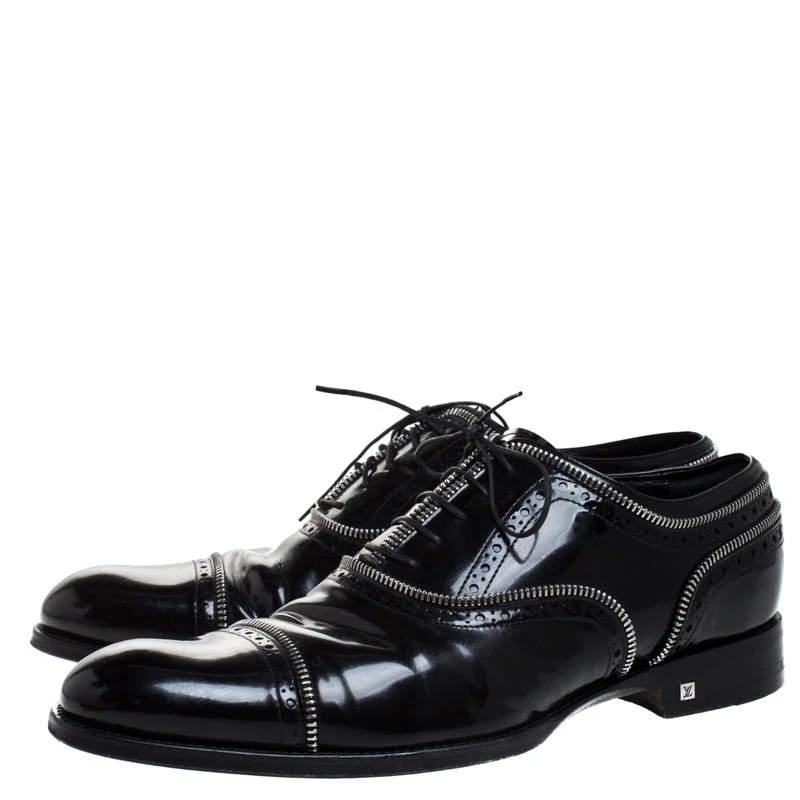 商品[二手商品] Louis Vuitton|Louis Vuitton Black Patent Leather Lace Up Oxfords Size 41.5,价格¥3944,第4张图片详细描述