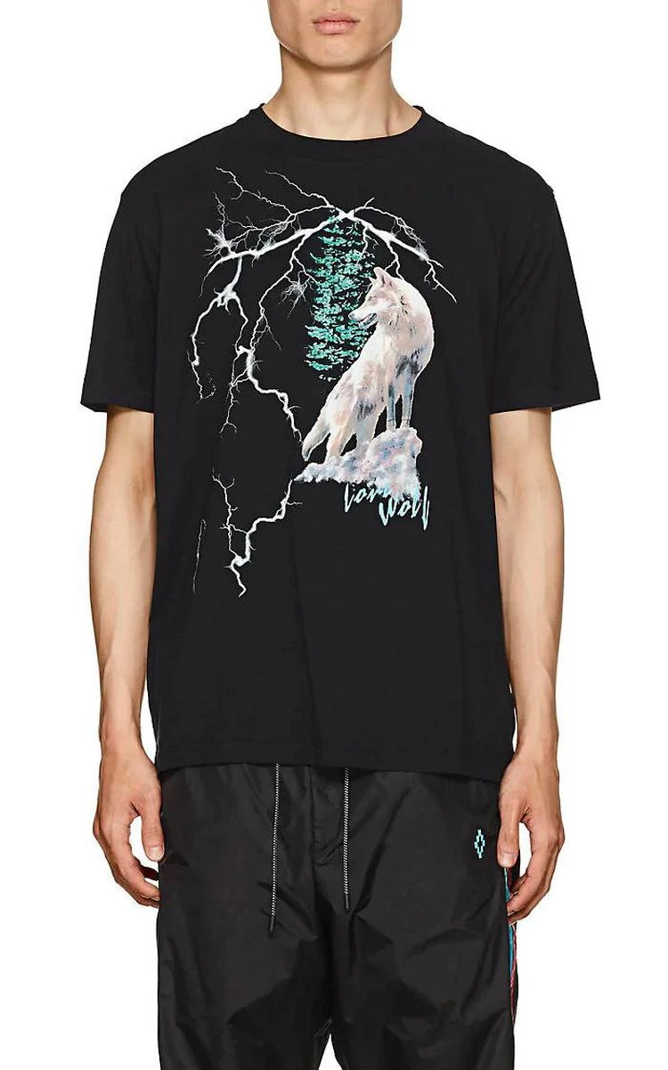 商品Marcelo Burlon|Wolf-Print Cotton T-Shirt,价格¥2568,第1张图片