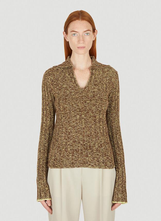 Polo Collar Sweater in Brown商品第1张图片规格展示