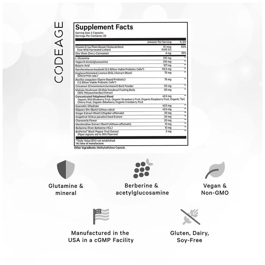 商品Codeage|Leaky Gut Formula, L-Glutamine Supplement,价格¥243,第3张图片详细描述