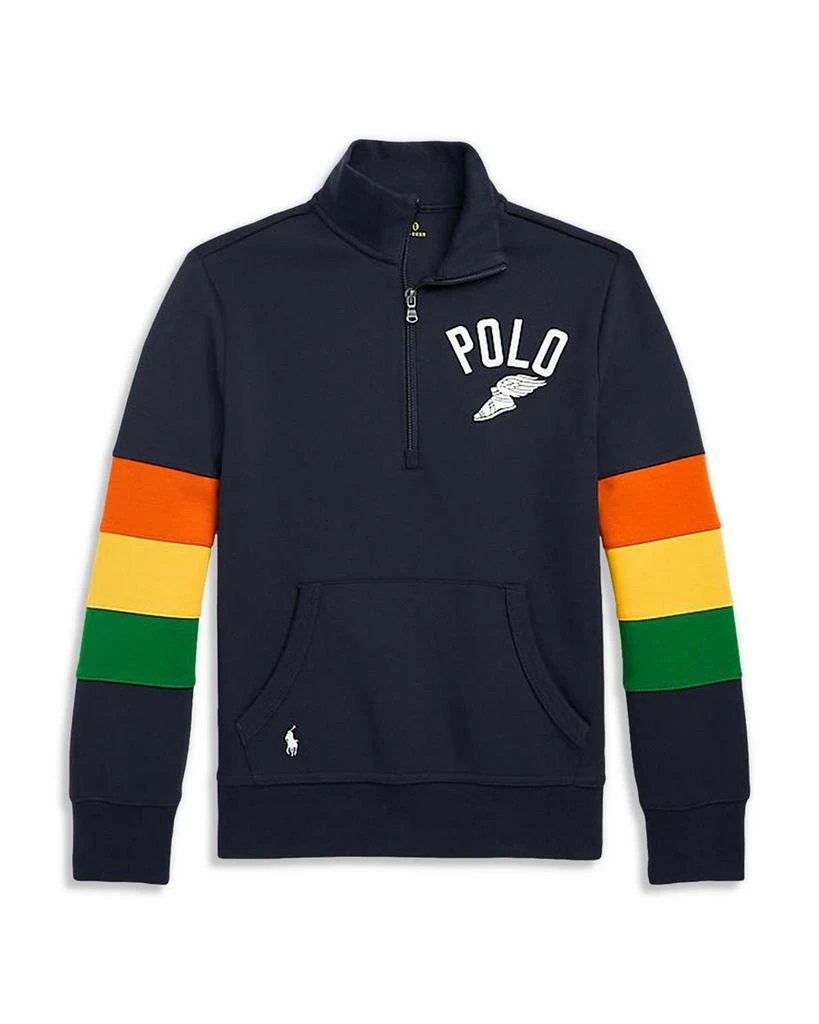 商品Ralph Lauren|Boys' Logo Double Knit Quarter Zip Sweatshirt - Little Kid, Big Kid,价格¥429,第5张图片详细描述