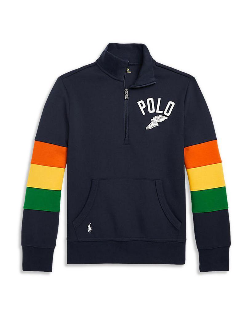 商品Ralph Lauren|Boys' Logo Double Knit Quarter Zip Sweatshirt - Little Kid, Big Kid,价格¥528-¥548,第7张图片详细描述