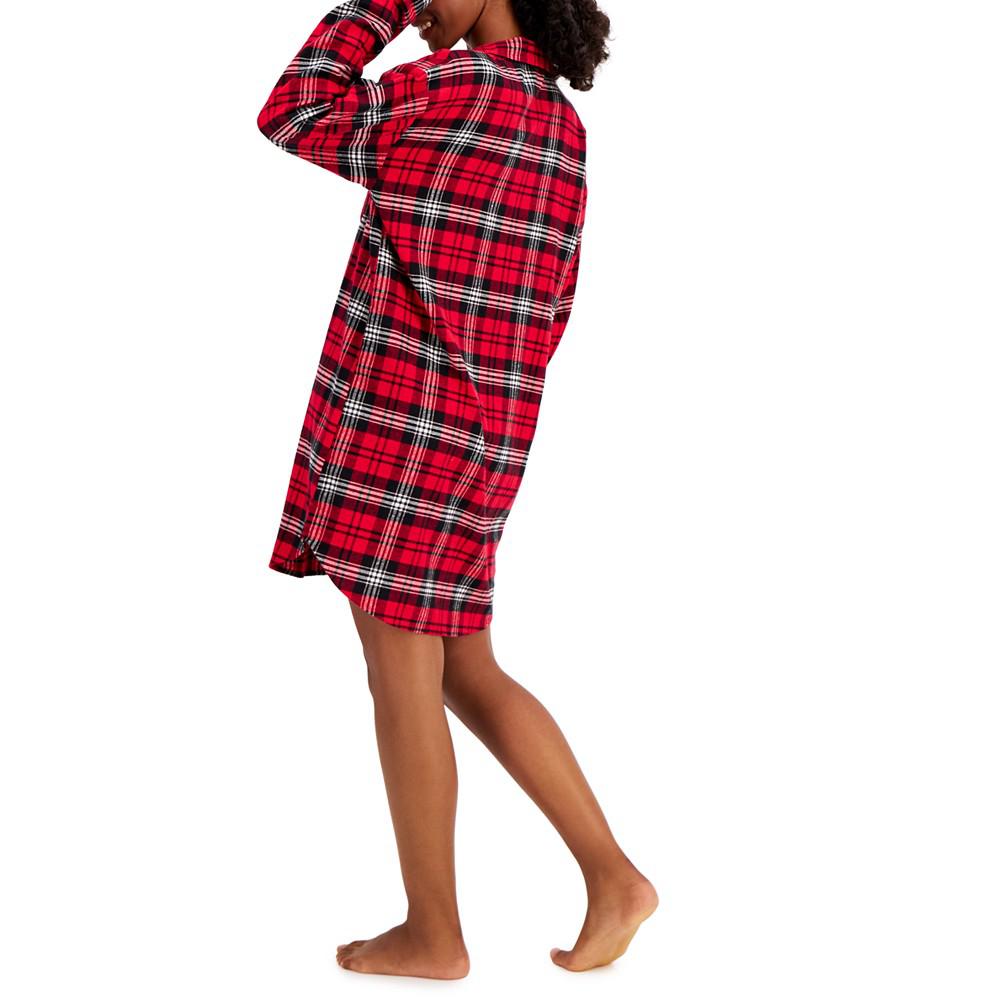 Cotton Plaid Flannel Nightshirt, Created for Macy's商品第2张图片规格展示