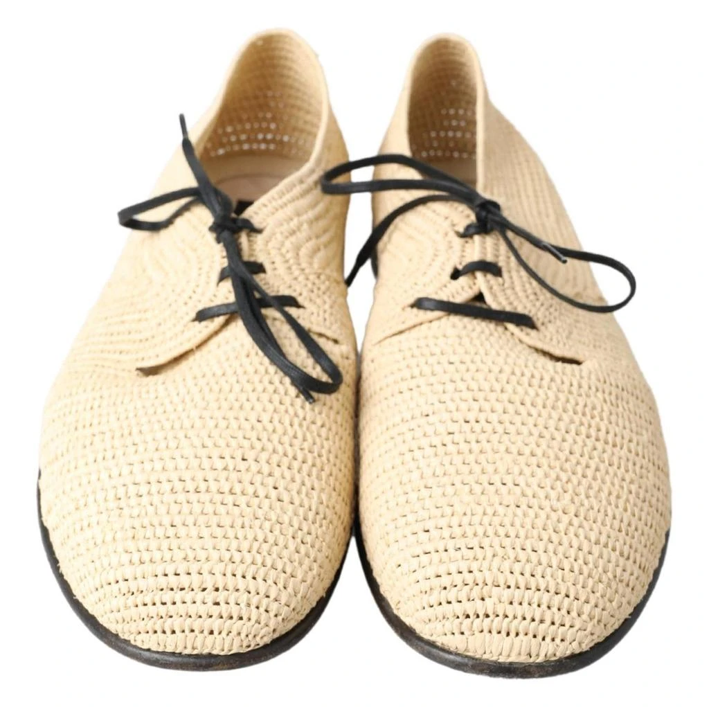 商品Dolce & Gabbana|Dolce & gabbana Beige Woven Lace Up Casual Derby Shoes,价格¥3318,第5张图片详细描述