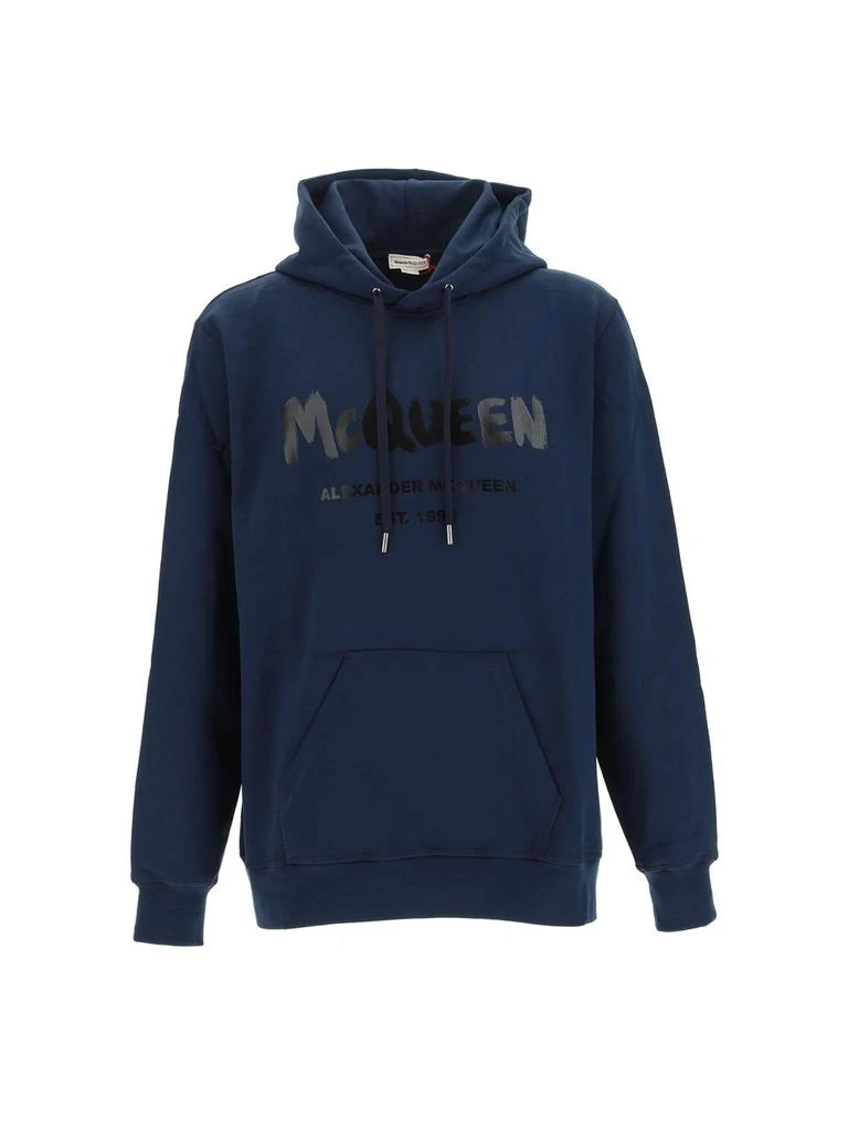 商品Alexander McQueen|Alexander McQueen Logo Printed Drawstring Hoodie,价格¥2756,第1张图片