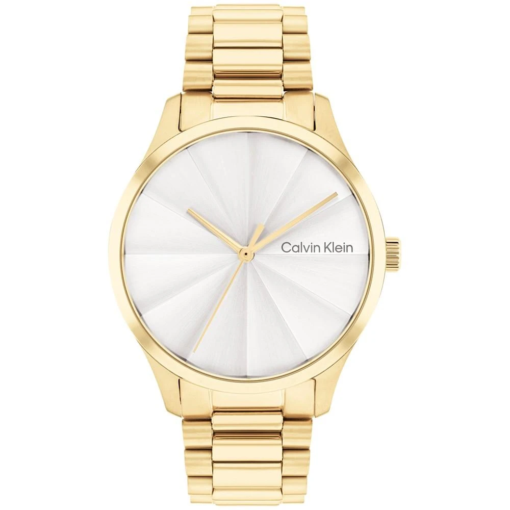商品Calvin Klein|Unisex 3-Hand Gold-Tone Stainless Steel Bracelet Watch 35mm,价格¥1467,第1张图片