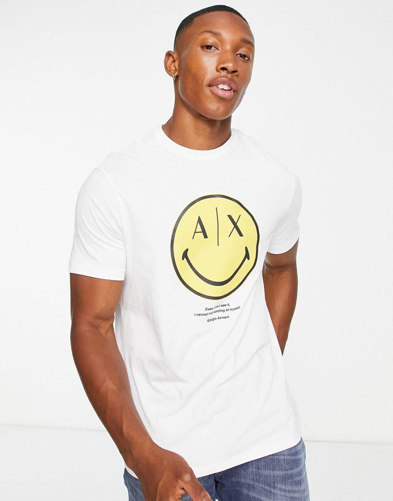 Armani Exchange x Smiley Face t-shirt in white商品第1张图片规格展示