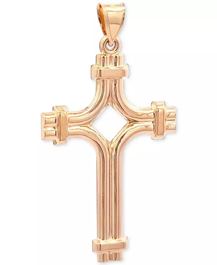 商品Macy's|Double Row Polished Cross Pendant in 14k Gold, Created for Macy's,价格¥1388,第1张图片