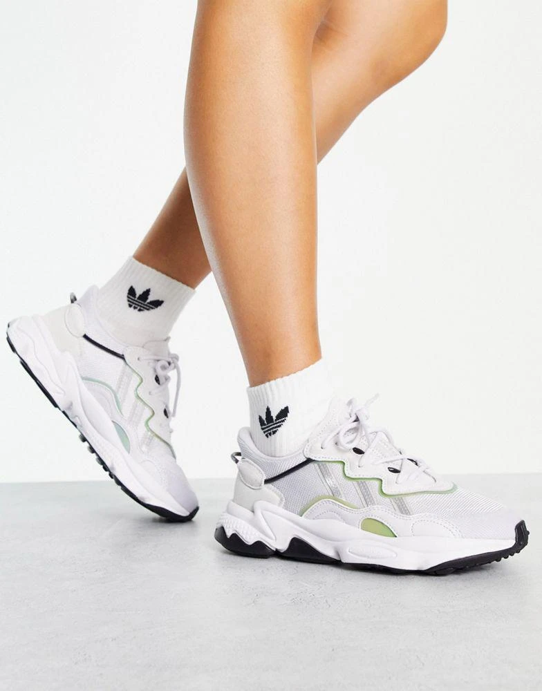 商品Adidas|adidas Originals Ozweego trainers in white silver and sage green,价格¥704,第1张图片