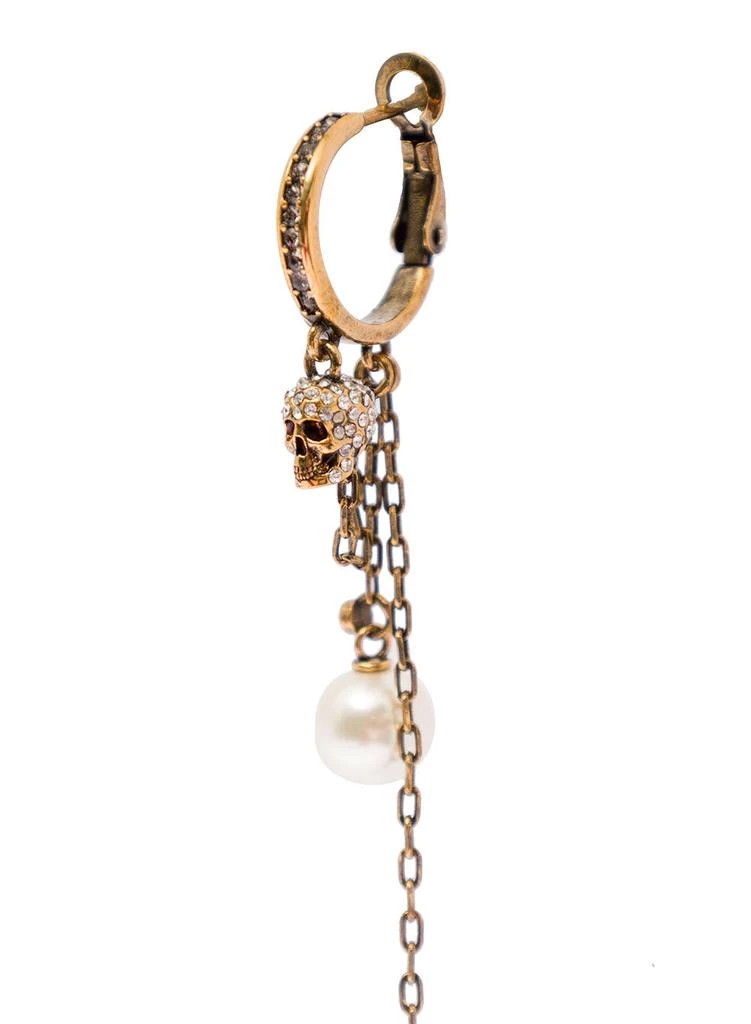 商品Alexander McQueen|Alexander Mcqueen Woman Pendant Golden Brass  Earring with Skull and Pearls,价格¥1571,第3张图片详细描述