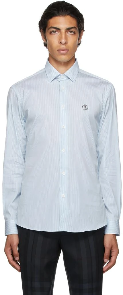 商品Burberry|蓝色 & 白色 Monogram Motif 条纹衬衫,价格¥4222,第1张图片