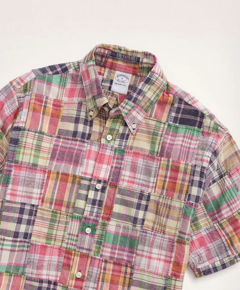 商品Brooks Brothers|Regent Regular-Fit Sport Shirt, Short-Sleeve Patchwork Madras,价格¥399,第2张图片详细描述