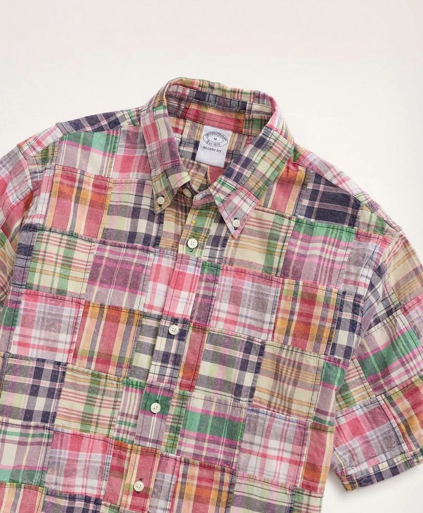 商品Brooks Brothers|Regent Regular-Fit Sport Shirt, Short-Sleeve Patchwork Madras,价格¥412,第2张图片详细描述