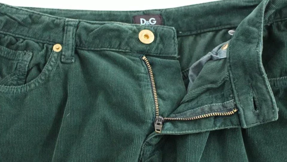 商品Dolce & Gabbana|Dolce & Gabbana Green Cotton Corduroys SLIMMY Fit D&G Pants,价格¥957,第4张图片详细描述
