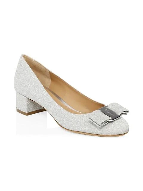 商品Salvatore Ferragamo|Vara Glitter 蝴蝶结单鞋,价格¥2178,第2张图片详细描述