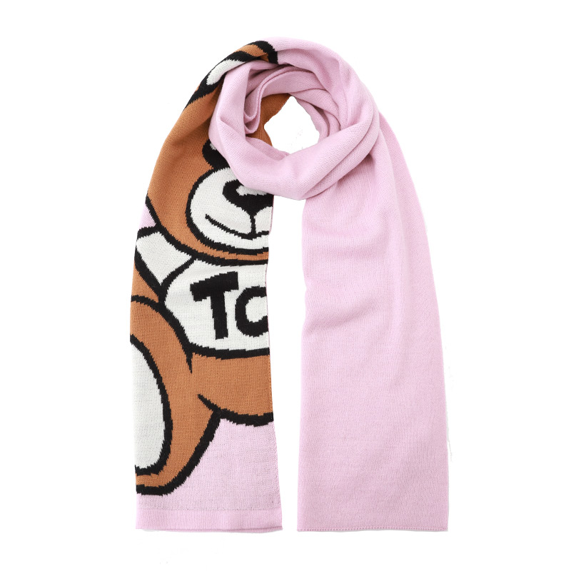 莫斯奇诺 男女同款 粉色小熊图案羊毛围巾30673M2556 008（香港仓发货）商品第7张图片规格展示