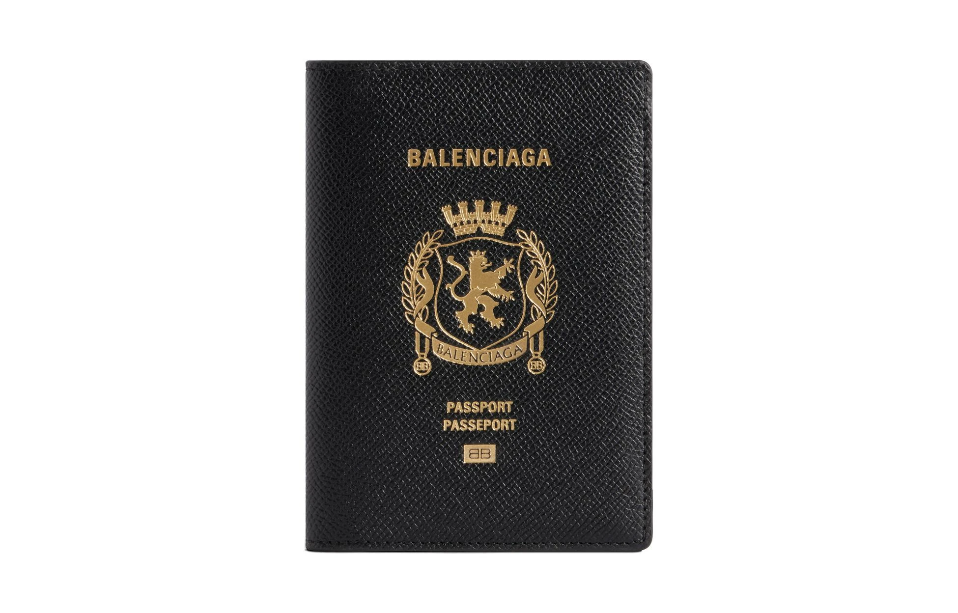 商品[国内直发] Balenciaga|巴黎世家 Passport 字母徽标压花半哑光柔软纹理 小牛皮 护照包 男款 黑色,价格¥3700,第1张图片