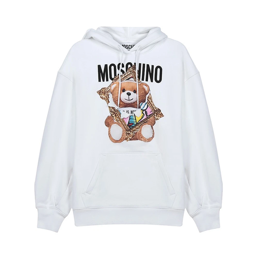 商品Moschino|MOSCHINO 女士白色印花棉质连帽卫衣 DA1710-0427-1001,价格¥1448,第1张图片