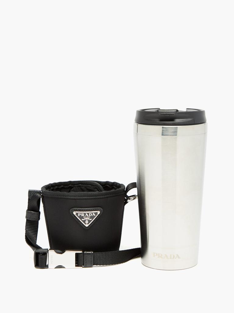 商品Prada|Triangle logo-plaque stainless-steel flask,价格¥2896,第4张图片详细描述