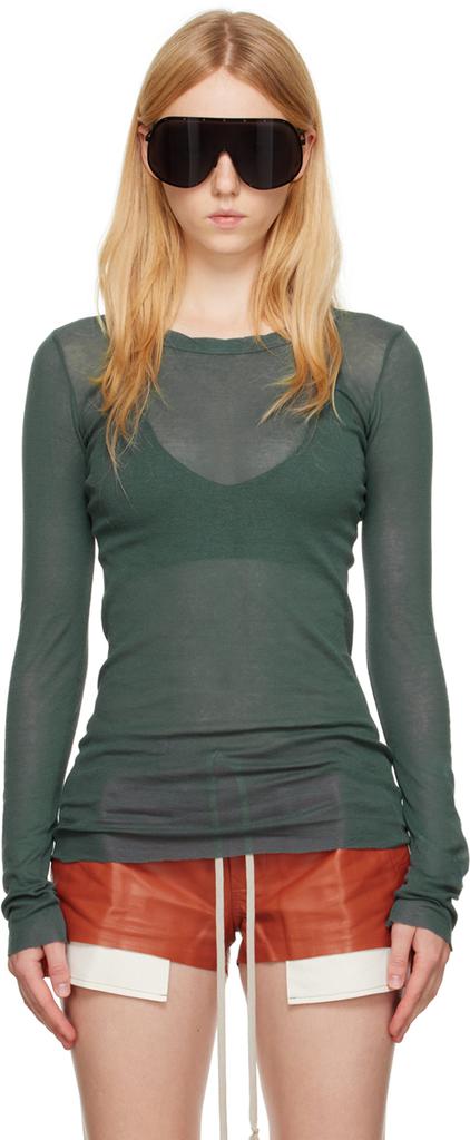 绿色罗纹长袖 T 恤商品第1张图片规格展示