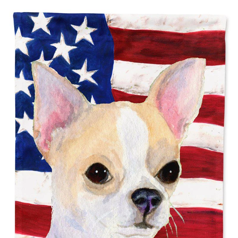 商品Caroline's Treasures|USA American Flag With Chihuahua Garden Flag 2-Sided 2-Ply,价格¥137,第1张图片